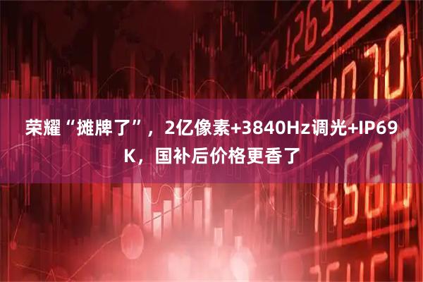 荣耀“摊牌了”，2亿像素+3840Hz调光+IP69K，国补后价格更香了
